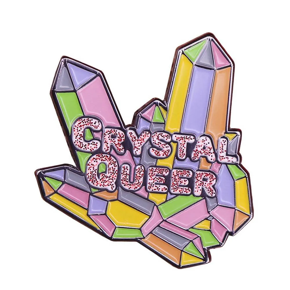 Crystal queer enamel pin