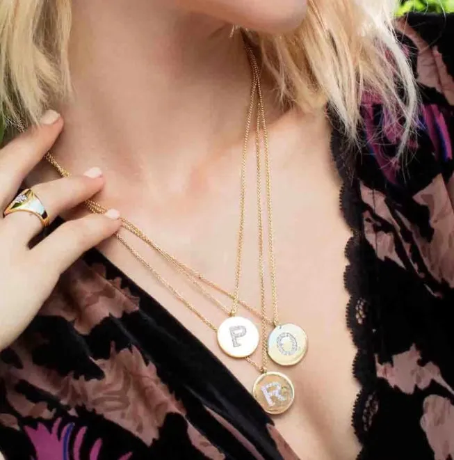 Round Charm, Gold Initial Charm, Personalized Charm, Letter Charm, Single Alphabet Charm, Letter Drop Charm for Necklace Jewelry Making